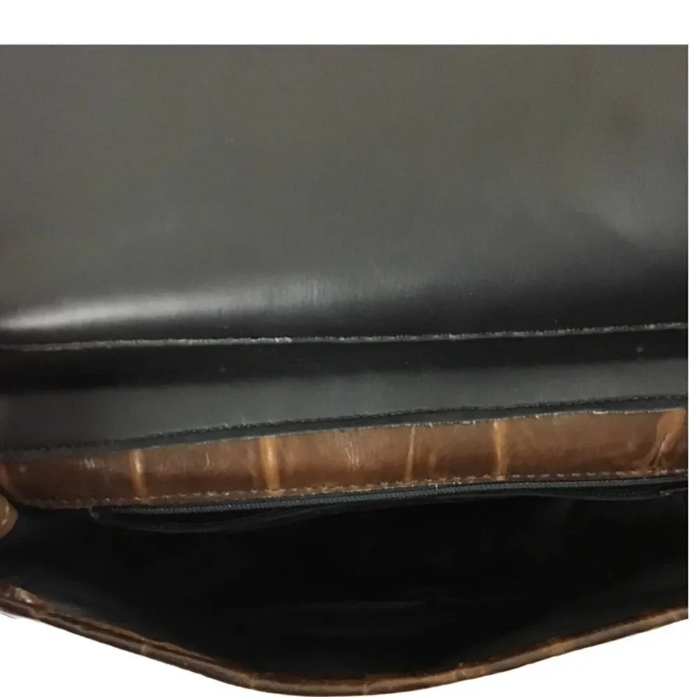 L J Simone VTG Croc Embossed & Suede Crossbody Bag